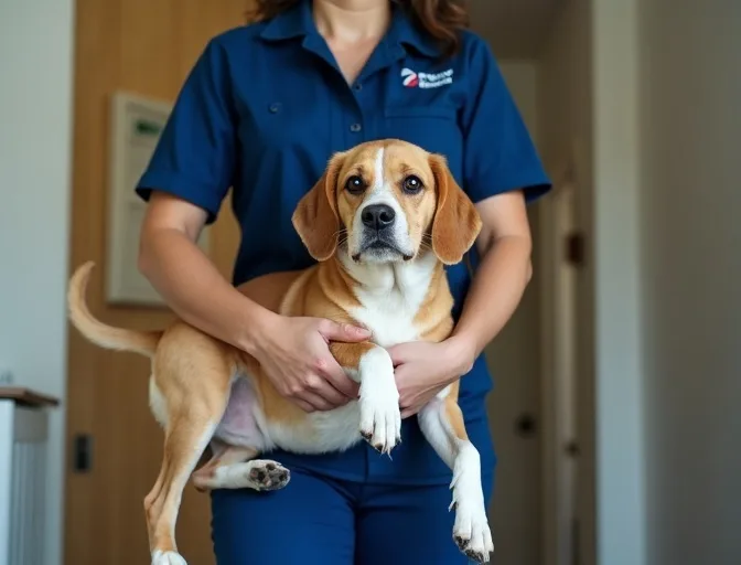 Technician respectfully transporting a deceased dog in Pearcedale
